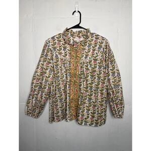 Marea Georgia Blouse in the Marigold print Ruffle Neckline Size Large